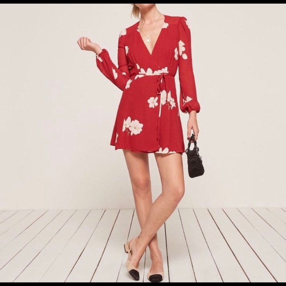 Reformation “Collins” floral wrap dress